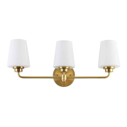 Jushua 22.5 in. W 3-Light White Plus Gold Bathroom Vanity Light with Shade