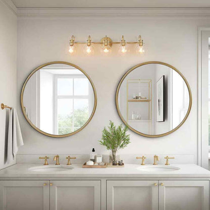 LNC Light Gold Vanity Modern Linear 35.5 in. 5-Light Contemporary Bathroom