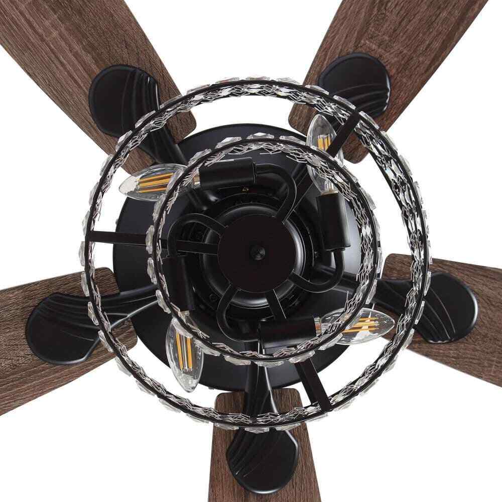 Parrot Uncle Rafferty 52 in. Black Dual Crystal Ceiling Fan w/ Remote Control