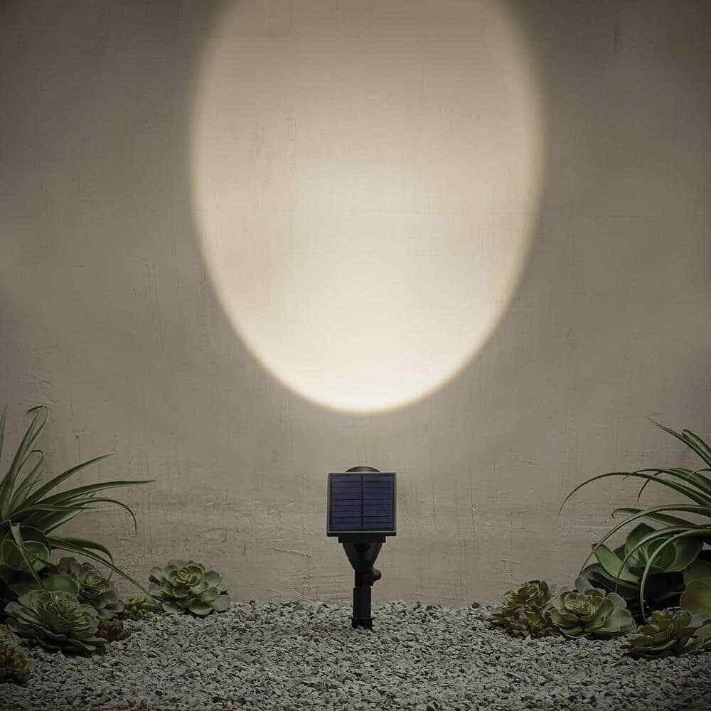 Hampton Bay Solar Black Outdoor LED Spotlight 2-Pack Weather/Rust Resistant