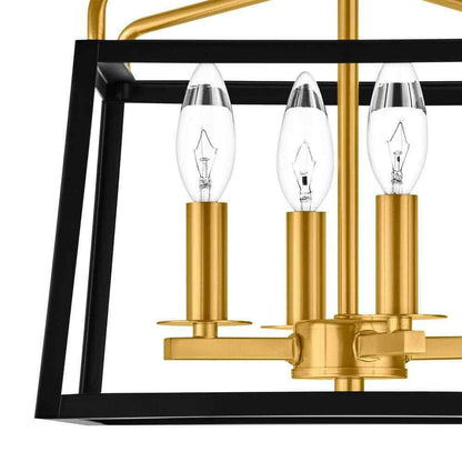 Hampton Bay Parley 12 in. 4-Light Matte Black and Gold Cage Semi- Flush Mount