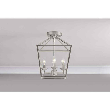 Home Decorators Weyburn 16.5 in. 4-Light Brushed Nickel Semi-Flush Ceiling Light