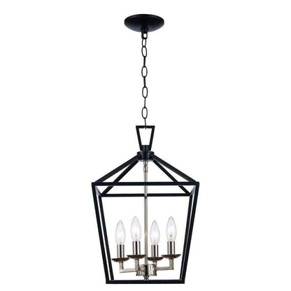 Bel Air Lighting Lacey 4-Light Black and Chrome Pendant Light Fixture