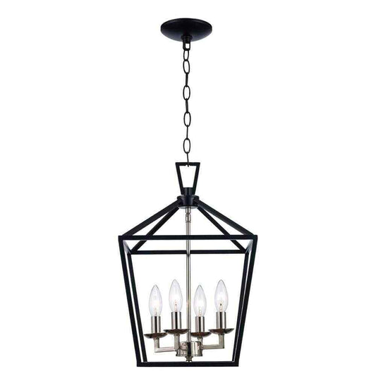 Bel Air Lighting Lacey 4-Light Black and Chrome Pendant Light Fixture