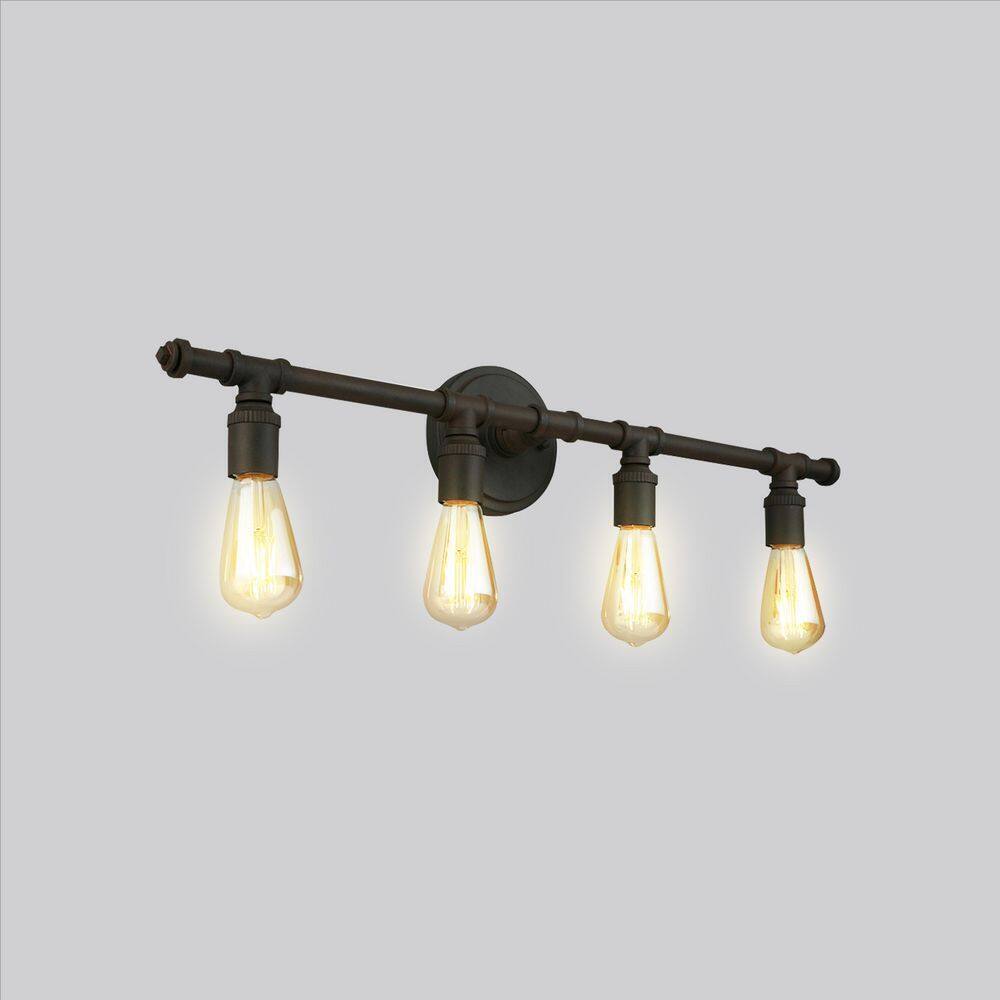 Eglo Rivertown 30 in. 4-Light Rustic Bronze Bathroom Vanity Light 203553A