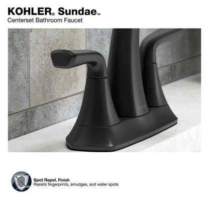 KOHLER Sundae 4 in. Centerset 2-Handles Bathroom Faucet in Matte Black