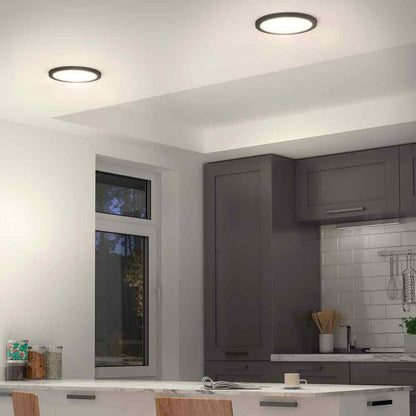 Artika Europa Disk Black Modern LED 3 CCT Flush Mount Ceiling Light Fixture