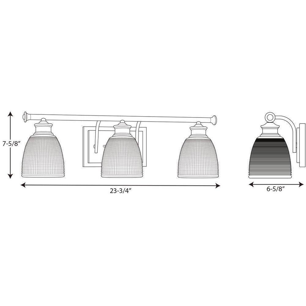 Progress Lighting Lucky 3-Light Brushed Nickel Glass Coastal Bath Vanity Light