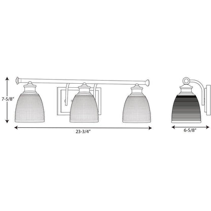 Progress Lighting Lucky 3-Light Brushed Nickel Glass Coastal Bath Vanity Light