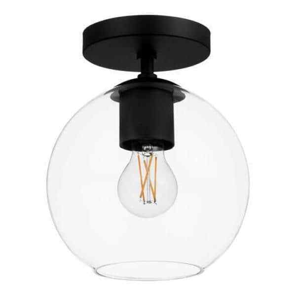 Hampton Bay Vista Heights 8 in. Matte Black Semi Flush Mount Ceiling Light