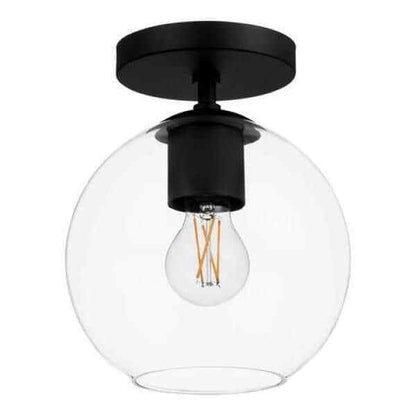 Hampton Bay Vista Heights 8 in. Matte Black Semi Flush Mount Ceiling Light