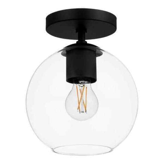 Hampton Bay Vista Heights 8 in. Matte Black Semi Flush Mount Ceiling Light