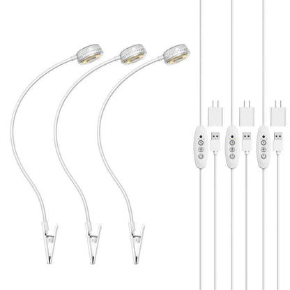 SANSI White Clip LED Grow Light Full Spectrum Dimmable Auto On/Off 4000K 3-Pack