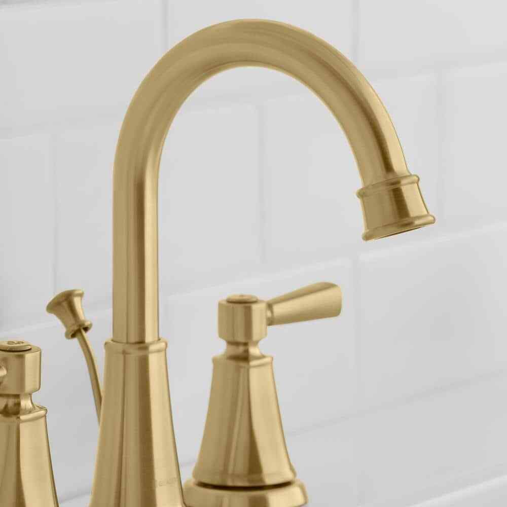 Glacier Bay Melina 8 in. Widespread 2-Handle High-Arc Bathroom Faucet Matte Gold