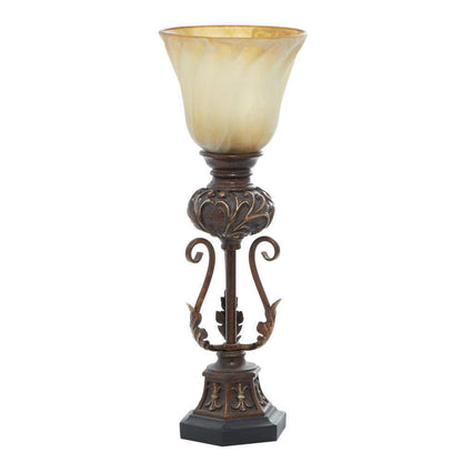 Litton Lane 20 in. Brown Metal Antique Style Floor Lamp Light with Scrolls