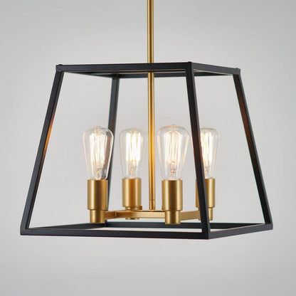 Artika Carter 4-Light Black Gold Modern Industrial Cage Chandelier Light Fixture