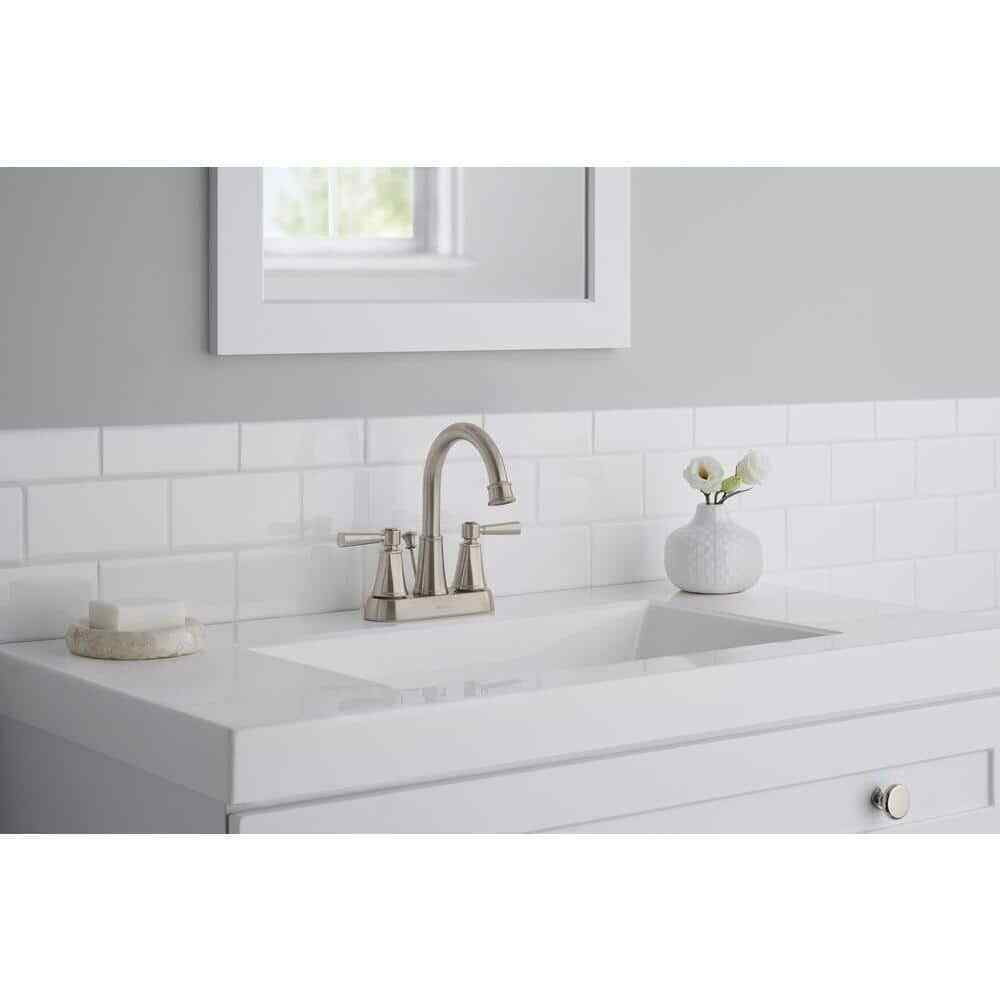 Glacier Bay Melina 4 in. Centerset Double Handle Bathroom Faucet Brushed Nickel