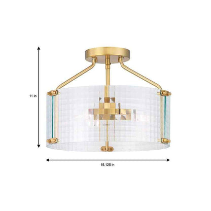Home Decorators Collection Westlyn 15 in. 3-Light Brushed Brass Semi-Flush Mount