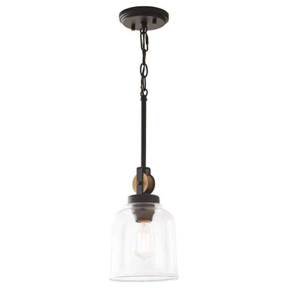 Home Decorators Knollwood 7 in. 1-Light Blackened Bronze Mini Pendant Light
