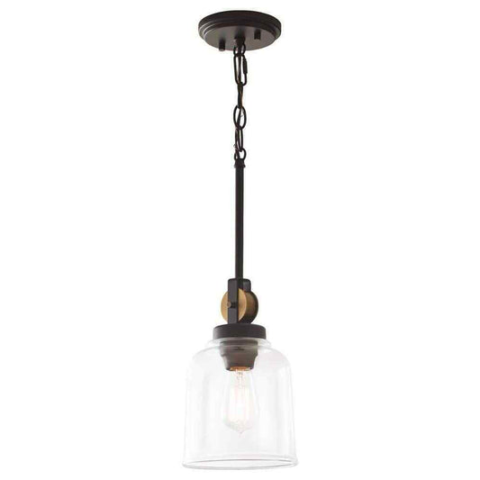 Home Decorators Knollwood 7 in. 1-Light Blackened Bronze Mini Pendant Light