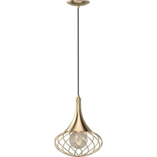 Volume Lighting 1-Light Indoor Antique Gold Hanging Mini Pendant w/ Oval Caged