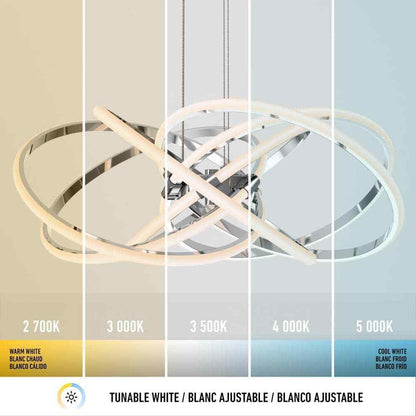 Artika Maelstrom 25-Watt Chrome Modern 5 CCT Integrated LED Pendant Light