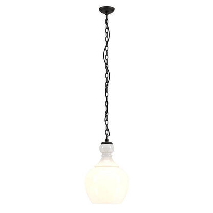 Meyer&Cross Verona 1-Light Blackened Bronze Pendant with White Milk Glass Shade