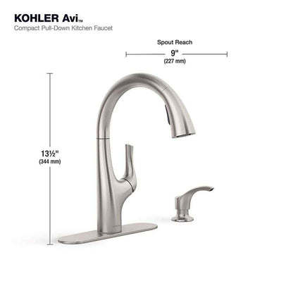 KOHLER Avi Single-Handle Pull Out Sprayer Kitchen Faucet in Vibrant Stainless
