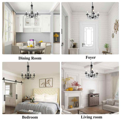 LNC Modern Black Candlestick Island 5-Light 18.5 in. Classic Pendant Chandelier