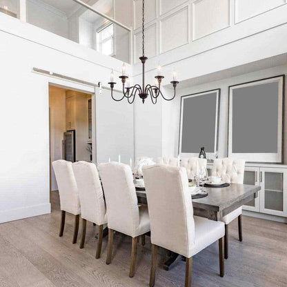LNC 6-Light Farmhouse Oiled Bronze Candlestick Kitchen Island Chandelier