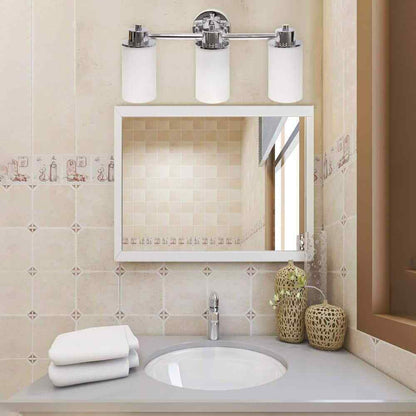 Simple Designs 20.75 in. 3-Light Chrome Modern Metal and Milk White Shades