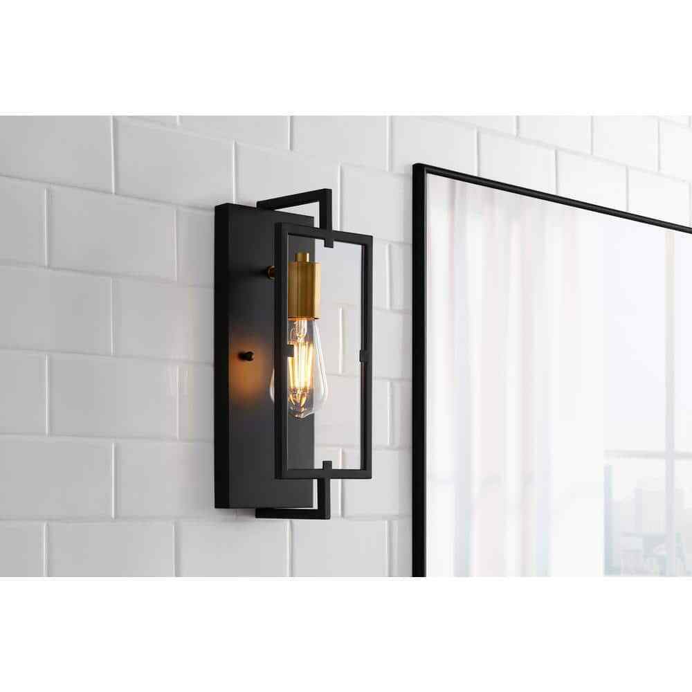 Home Decorators Kenton 4.75 in. 1-Light Matte Black Wall Mount Sconce Light