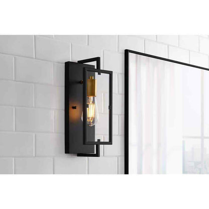 Home Decorators Kenton 4.75 in. 1-Light Matte Black Wall Mount Sconce Light
