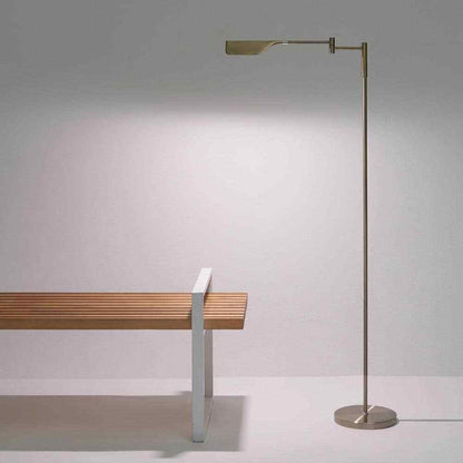 Brightech Leaf 53 in. Antique Brass Dimming LED Floor Lamp w/ Brass Metal Shade