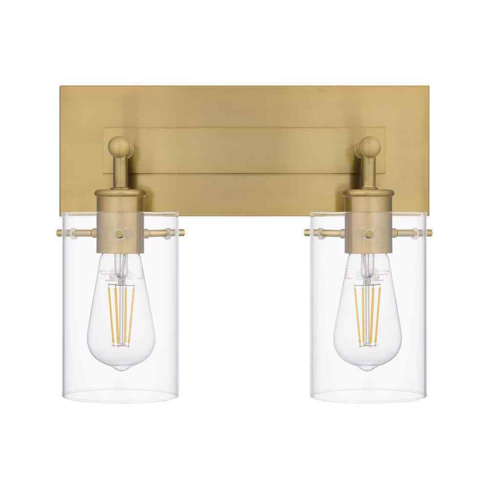 Hampton Bay Regan 12.75 in. 2-Light Brushed Gold Vanity Light
