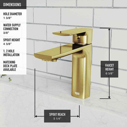 VIGO Davidson Single Handle Single-Hole Bathroom Faucet in Matte Brushed Gold