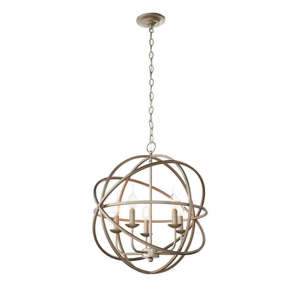 Home Decorators Collection Sarolta Sands 5-Light Antique Silver Orb Chandelier