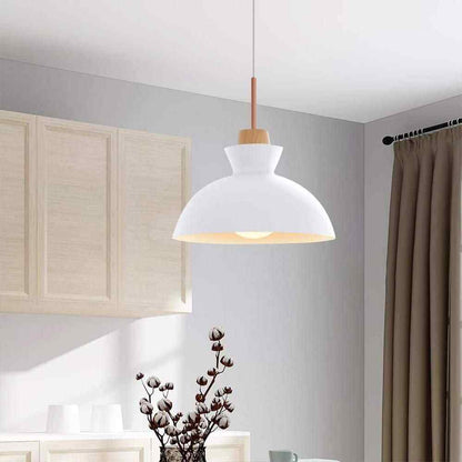 RRTYO Matisse 1 -Light White Single Dome Pendant with Metal Shade