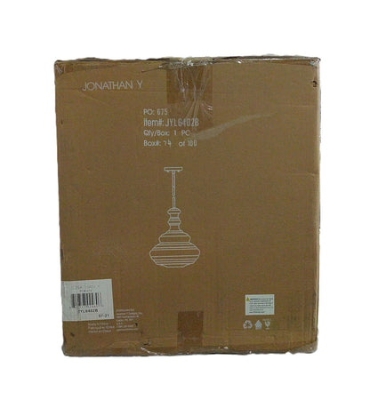 JONATHAN Y Bettina 13.37 in. Oil Rubbed Bronze/Clear Glass/Metal LED Pendant