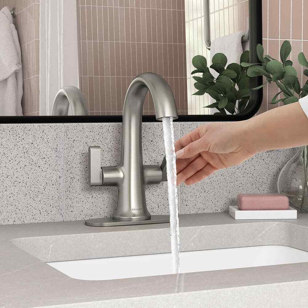 KOHLER Setra Single Hole 2-Handle Monoblock Bathroom Faucet in Brushed Nickel