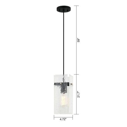 Flint Garden 1-Light Matte Black Rectangle Modern Hanging Mini Pendant