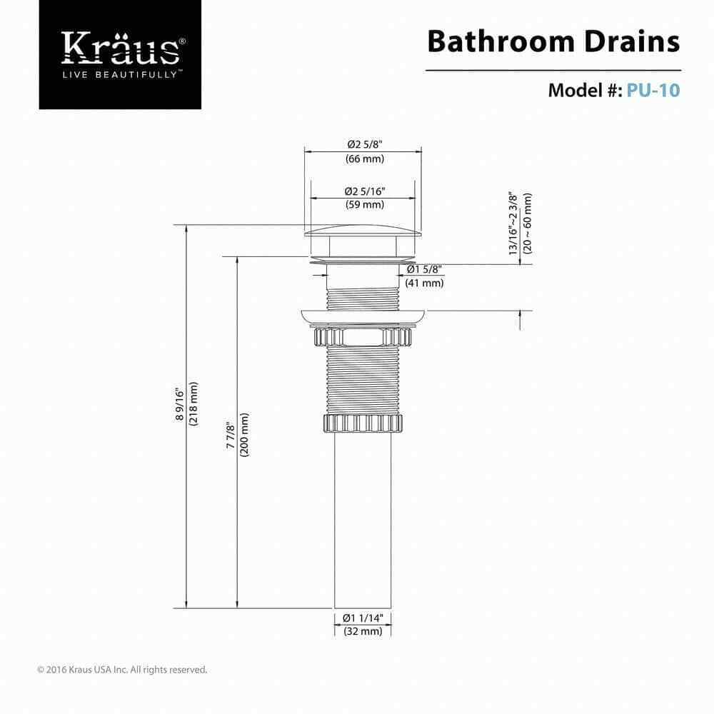 KRAUS Pop-Up Bathroom Sink Drain in Chrome PU-10CH