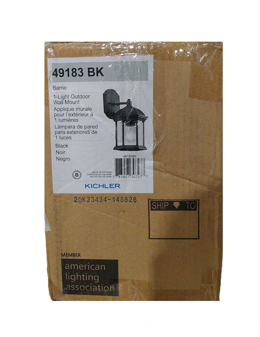 KICHLER Barrie Black Outdoor Hardwired Wall Lantern Sconce Light