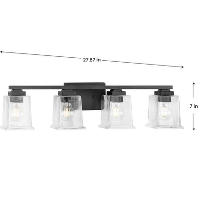 Progress Lighting Gilmour 27.875 in. 4-Light Matte Black Craftsman Vanity Light