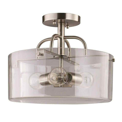 Home Decorators Shirwell 3-Light Brushed Nickel Semi-Flush Mount