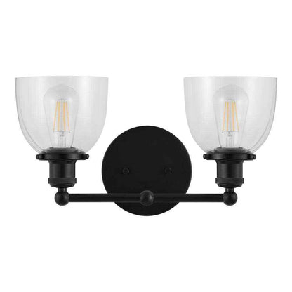Home Decorators Evelyn 16.25 in.2-Light Matte Black Modern Bathroom Vanity Light