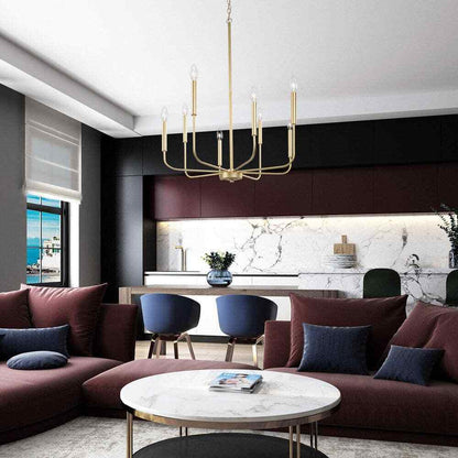 LNC Modern Gold Island Chandelier Transitional 8-Light Pale Brass Pendant Light