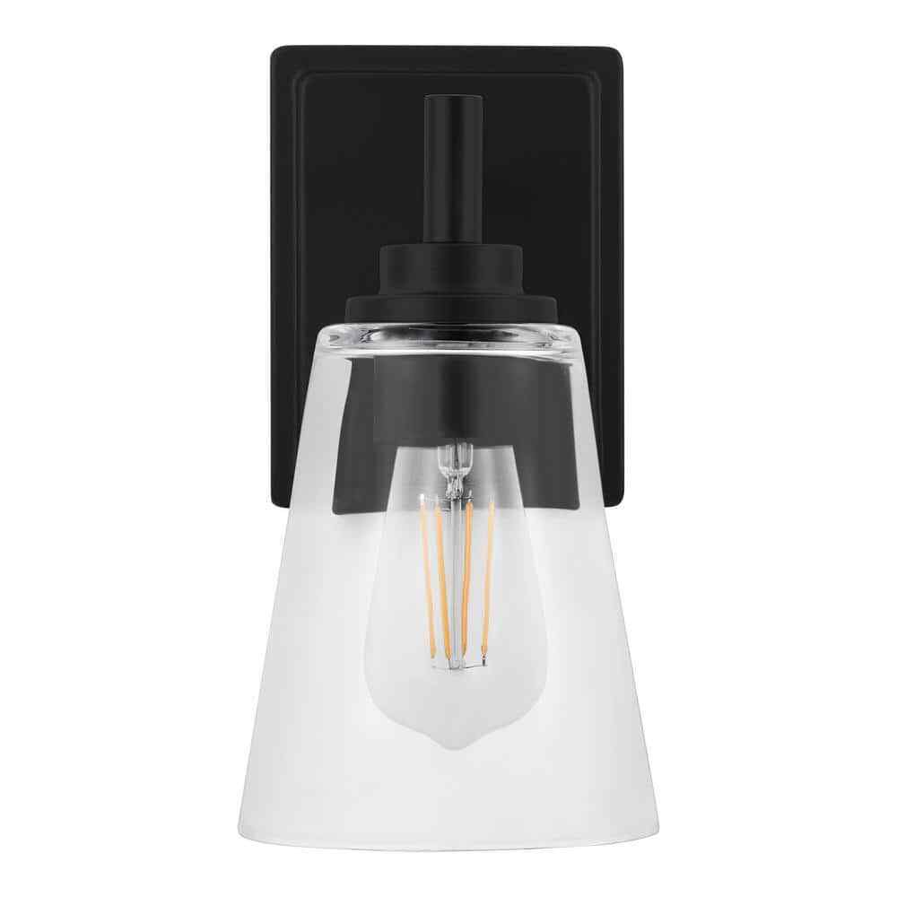Hampton Bay Wakefield 1-Light Matte Black Indoor Wall Sconce HB3679-43