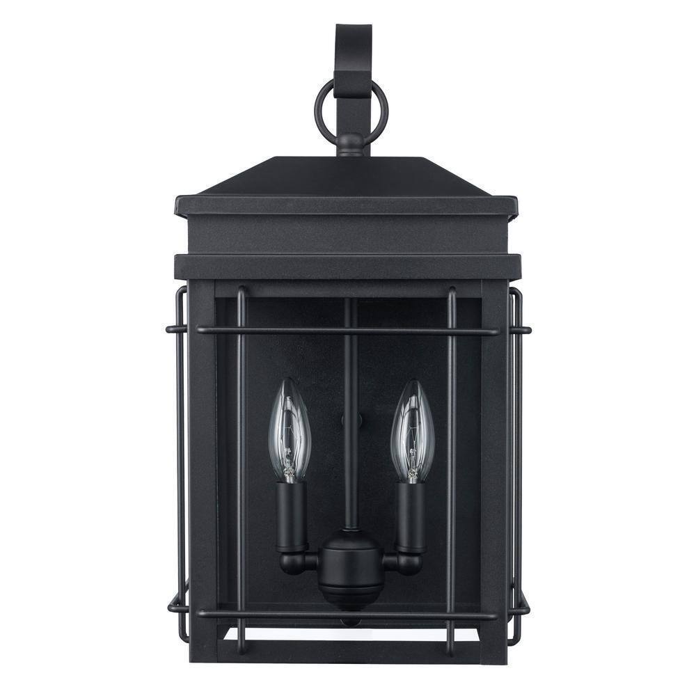 Monteaux Lighting Bel Air 17 in. 2-Light Black Outdoor Wall Light Fixture