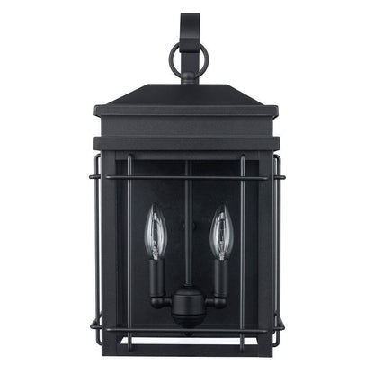 Monteaux Lighting Bel Air 17 in. 2-Light Black Outdoor Wall Light Fixture